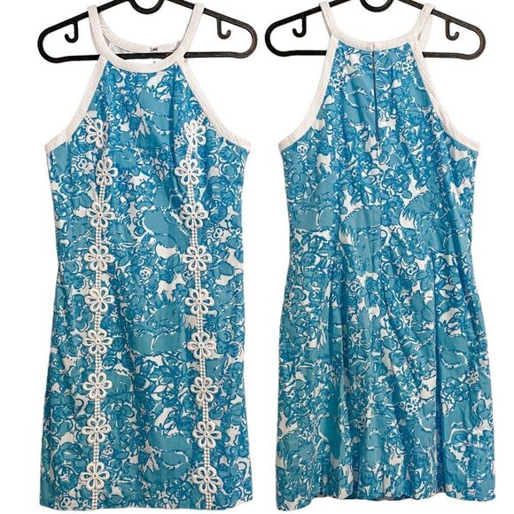 Lilly Pulitzer Pearl Shift Dress Shorely Blue 2 - Picture 4 of 9